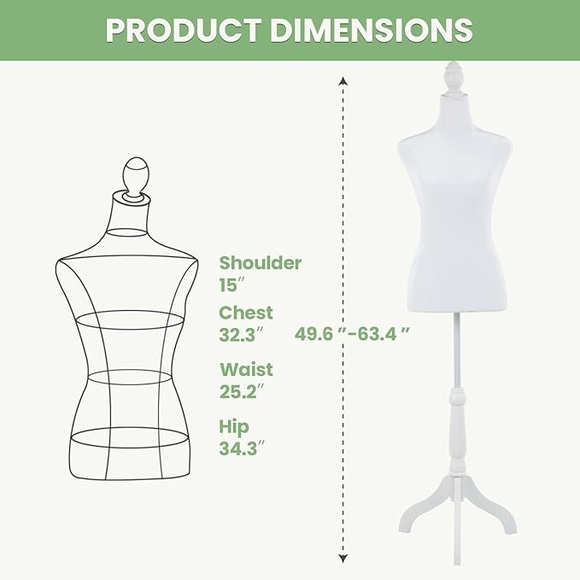 NWT Mannequin Body Dress Form Torso 49.6-63.4 Inch Adjustable - Picture 5 of 9